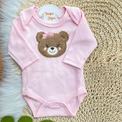  Conj. Body Ursinhas Marrom e Calça - Rosa